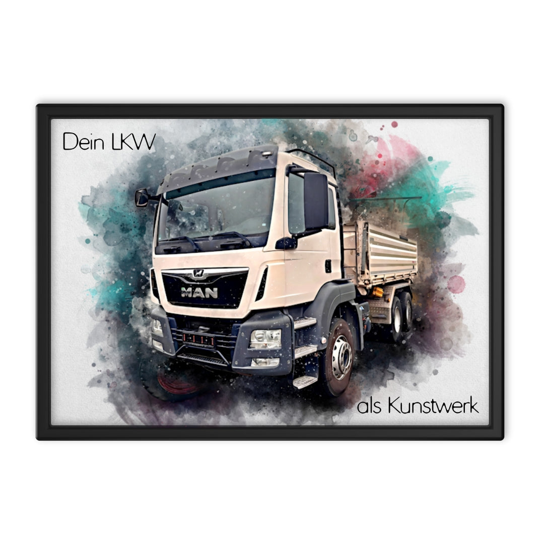 Geschenk für LKW Fahrer | Persönliches LKW Poster im Aquarell-Stil | Auch für Busfahrer