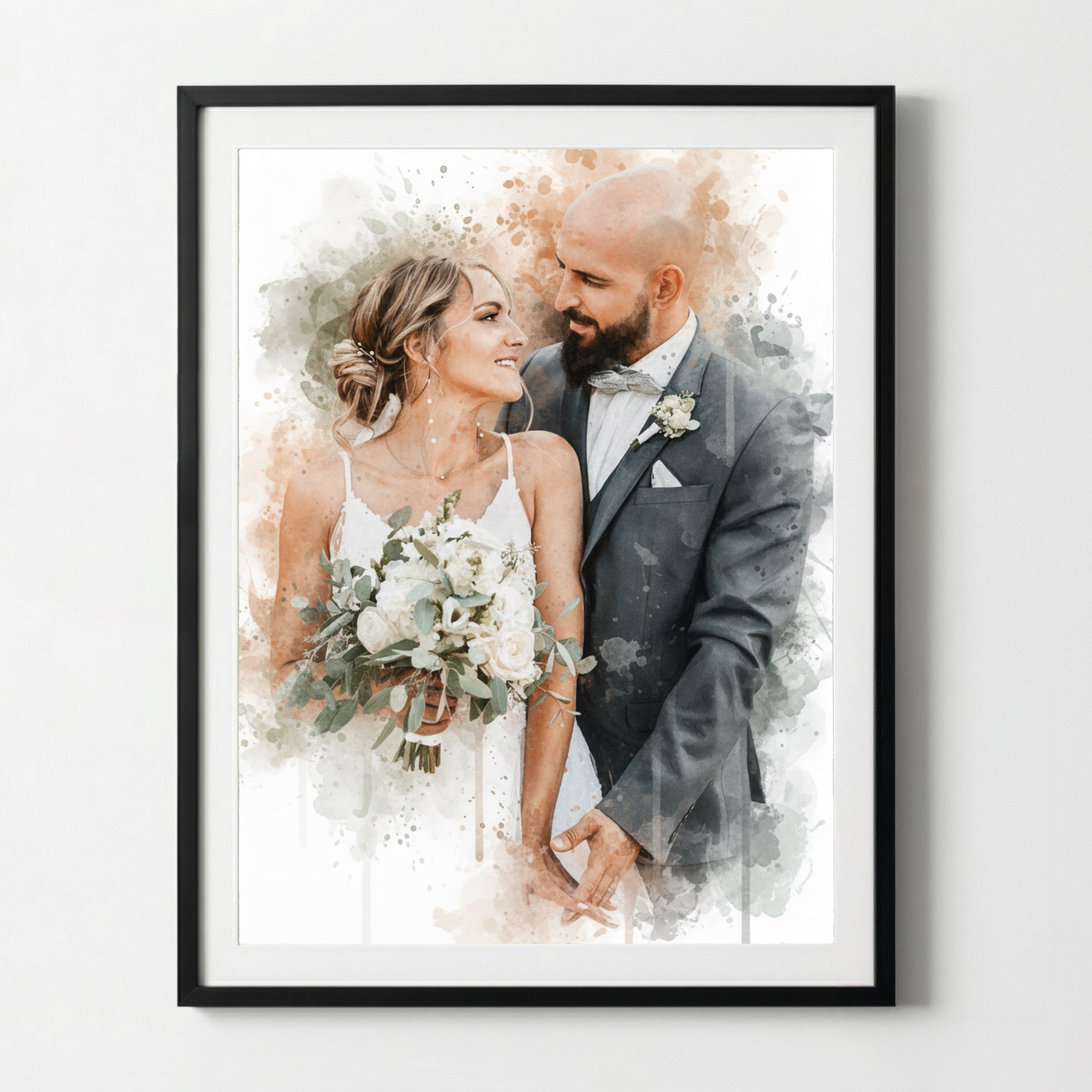 Dein Hochzeitsfoto als Aquarell Poster | Geschenk zur Hochzeit