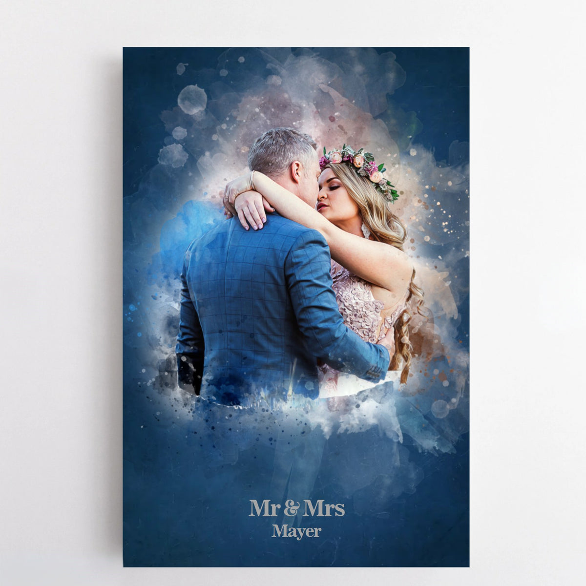 Tvoja poročna fotografija kot akvarelni poster | Darilo za poroko