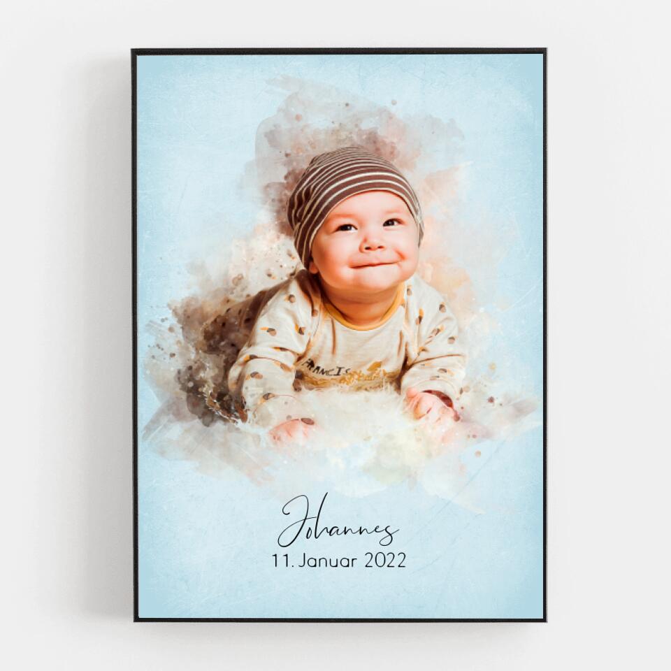 Your Baby's Photo in Watercolour Style | New Baby Gift