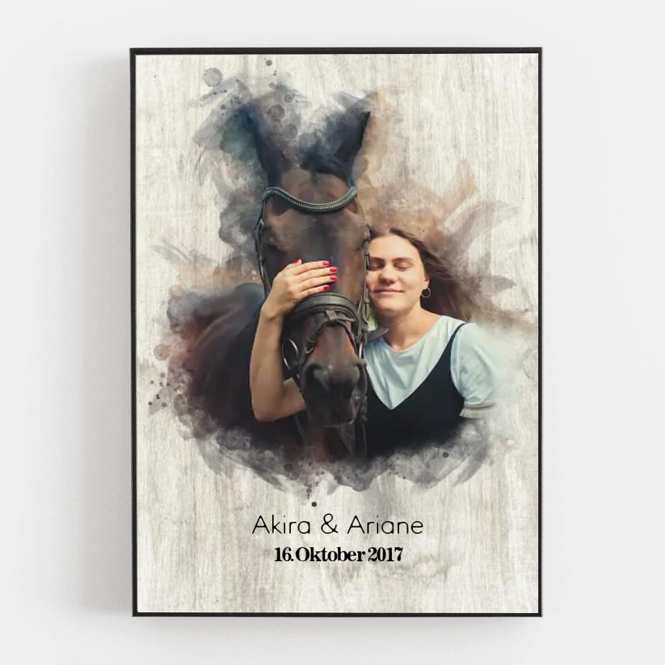 Dein Pferd als Aquarell Pferdeposter | Geschenk für Reiter