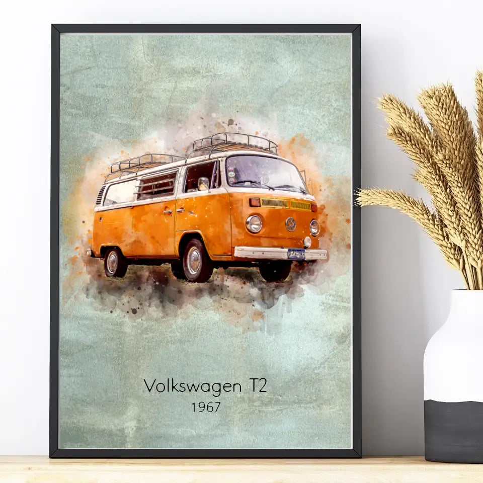 Poster deines Camper im Aquarell-Stil | Geschenk für Camper