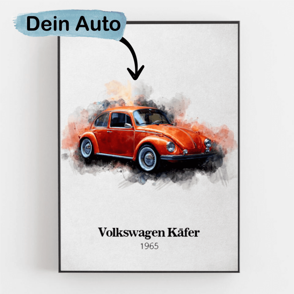 Dein Auto als Aquarell Poster | Geschenk für Autoliebhaber