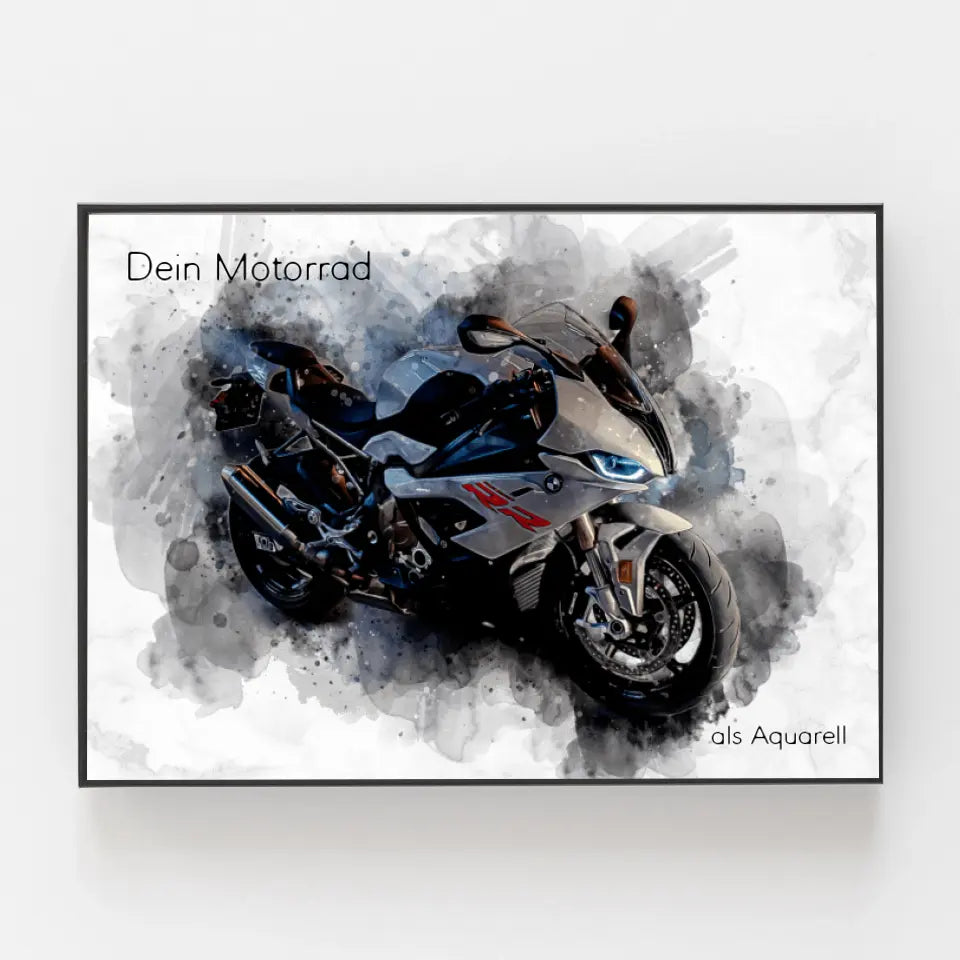 Din motorcykel som akvarelplakat | Gave til motorcyklister