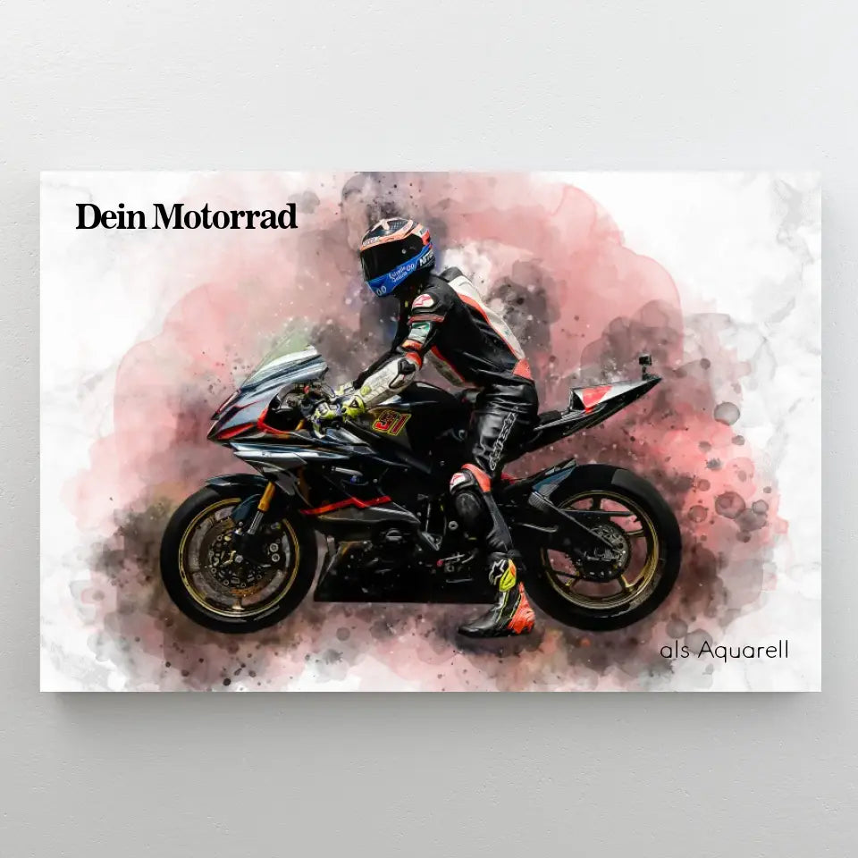 Tvoje motorka jako akvarelový plakát | Dárek pro motorkáře