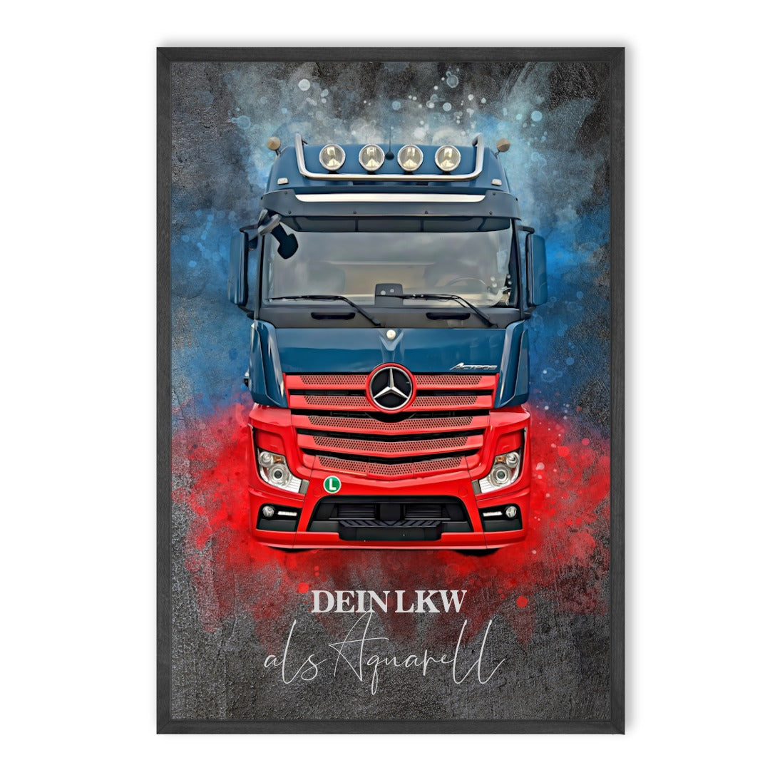 Gift Idea for Lorry Drivers | Lorry Wall Art in Watercolour Style | customisable