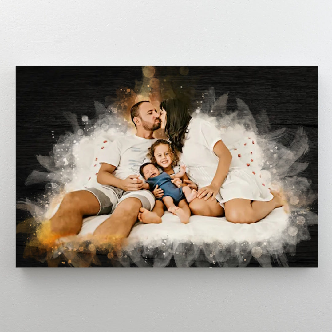 La tua foto come acquerello | Regalo personalizzato per Natale | Come poster o tela in formato orizzontale