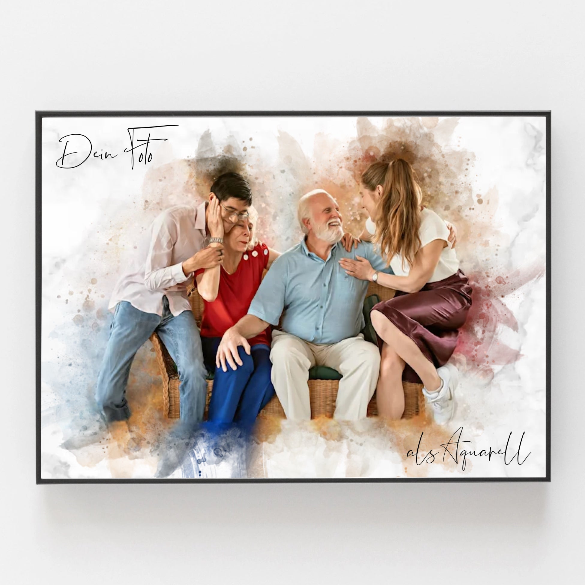 Dein Foto als Aquarell | Personalisiertes Geschenk zu Weihnachten | Als Poster oder Leinwand im Querformat