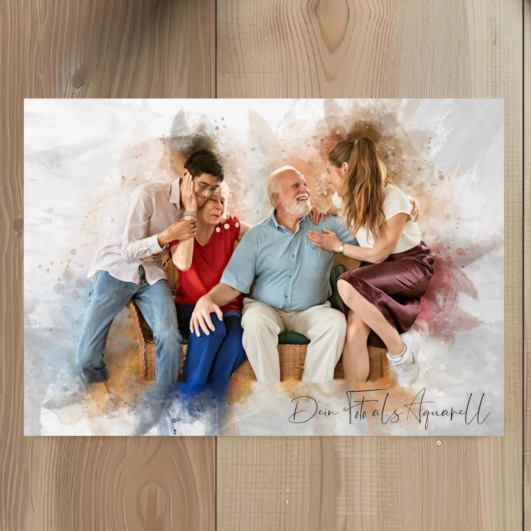 La tua foto come acquerello | Regalo personalizzato per Natale | Come poster o tela in formato orizzontale