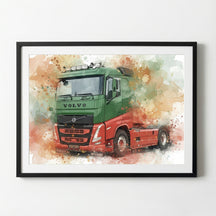 Geschenk für LKW Fahrer | Persönliches LKW Poster im Aquarell-Stil | Auch für Busfahrer