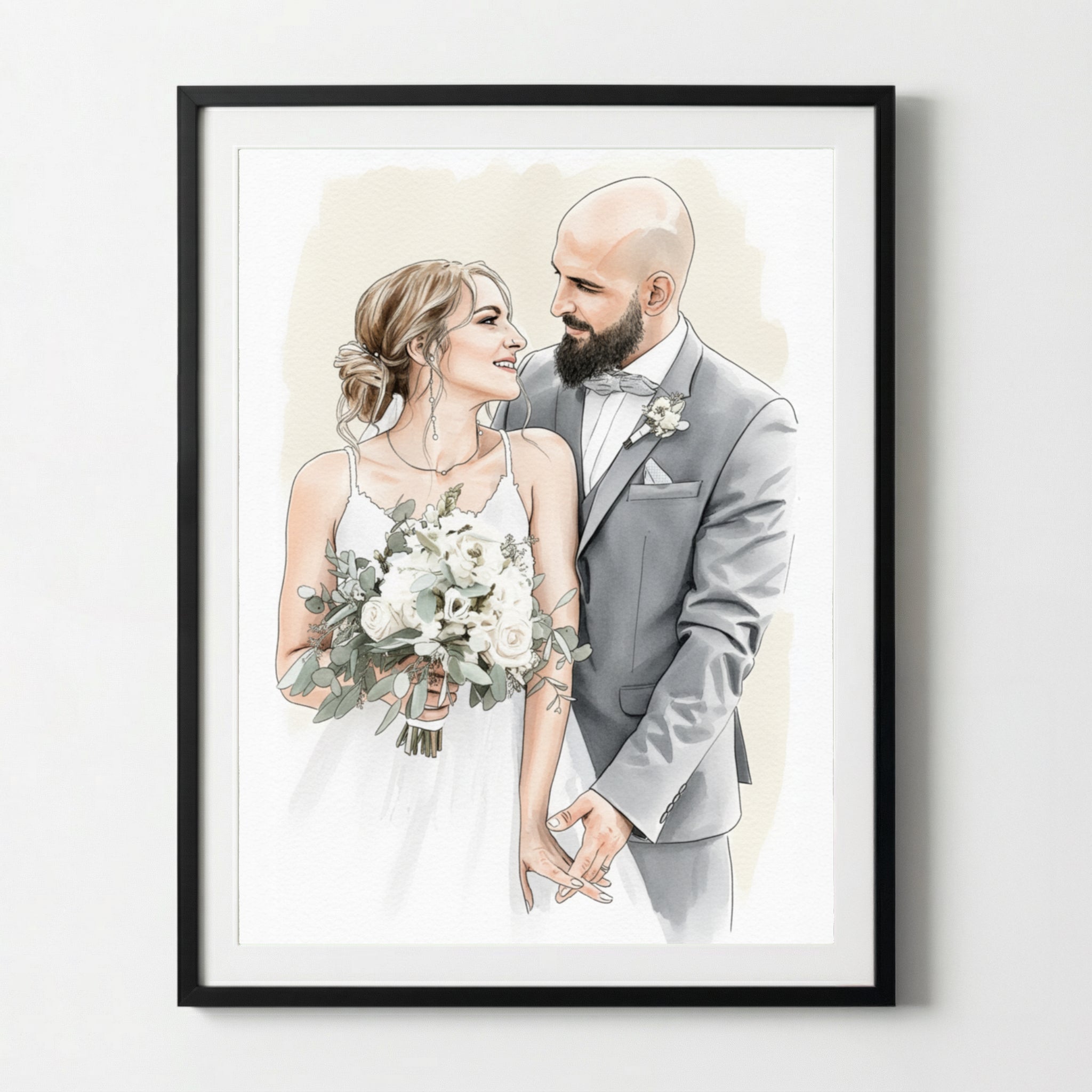 Dein Hochzeitsfoto als Aquarell Poster | Geschenk zur Hochzeit