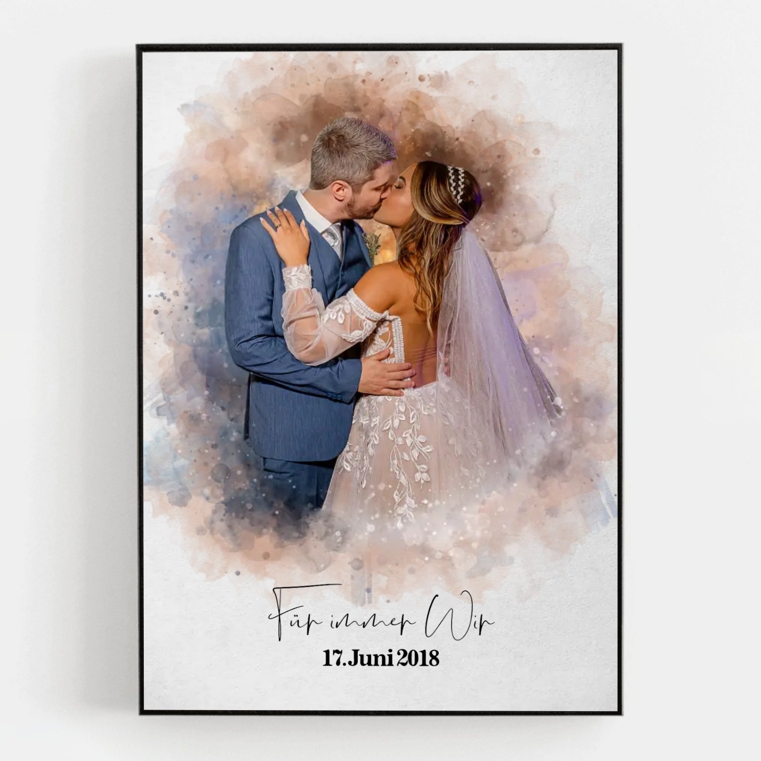 Dein Hochzeitsfoto als Aquarell Poster | Geschenk zur Hochzeit