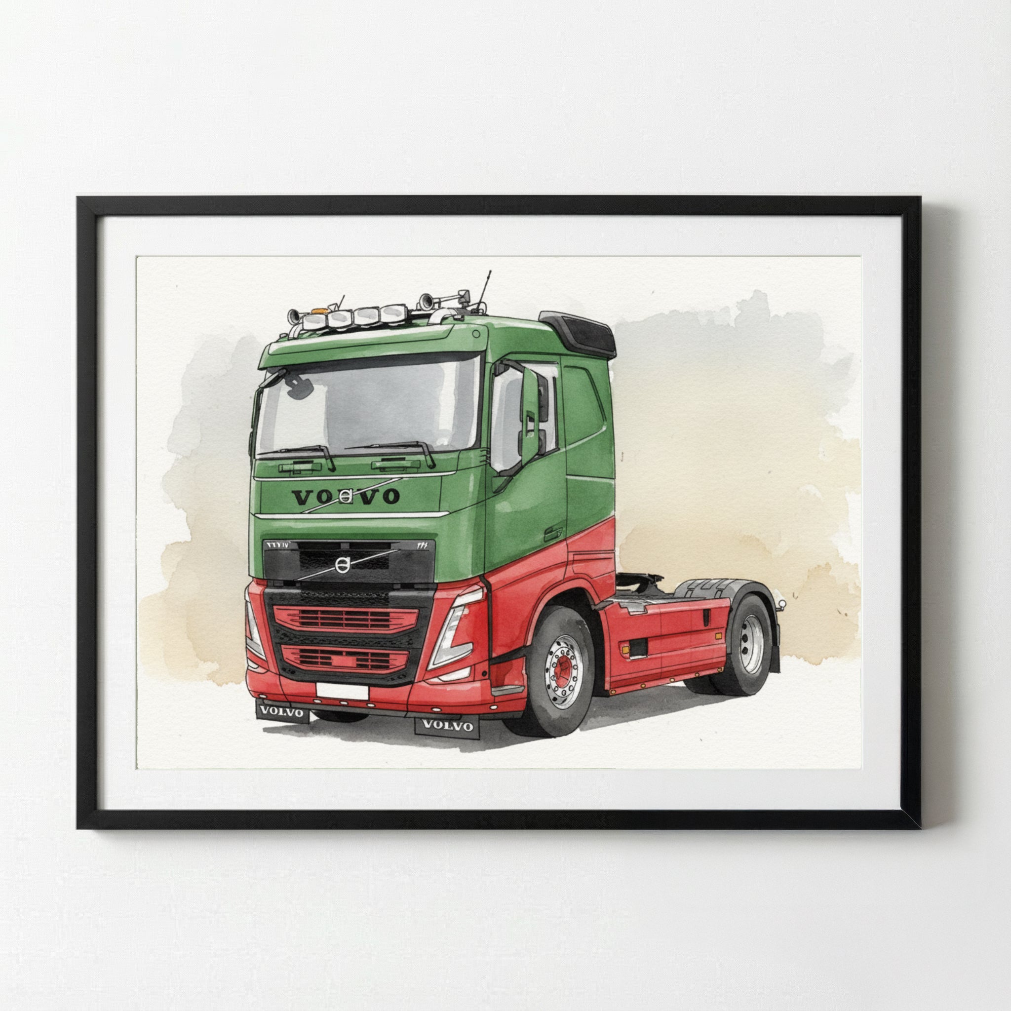 Geschenk für LKW Fahrer | Persönliches LKW Poster im Aquarell-Stil | Auch für Busfahrer