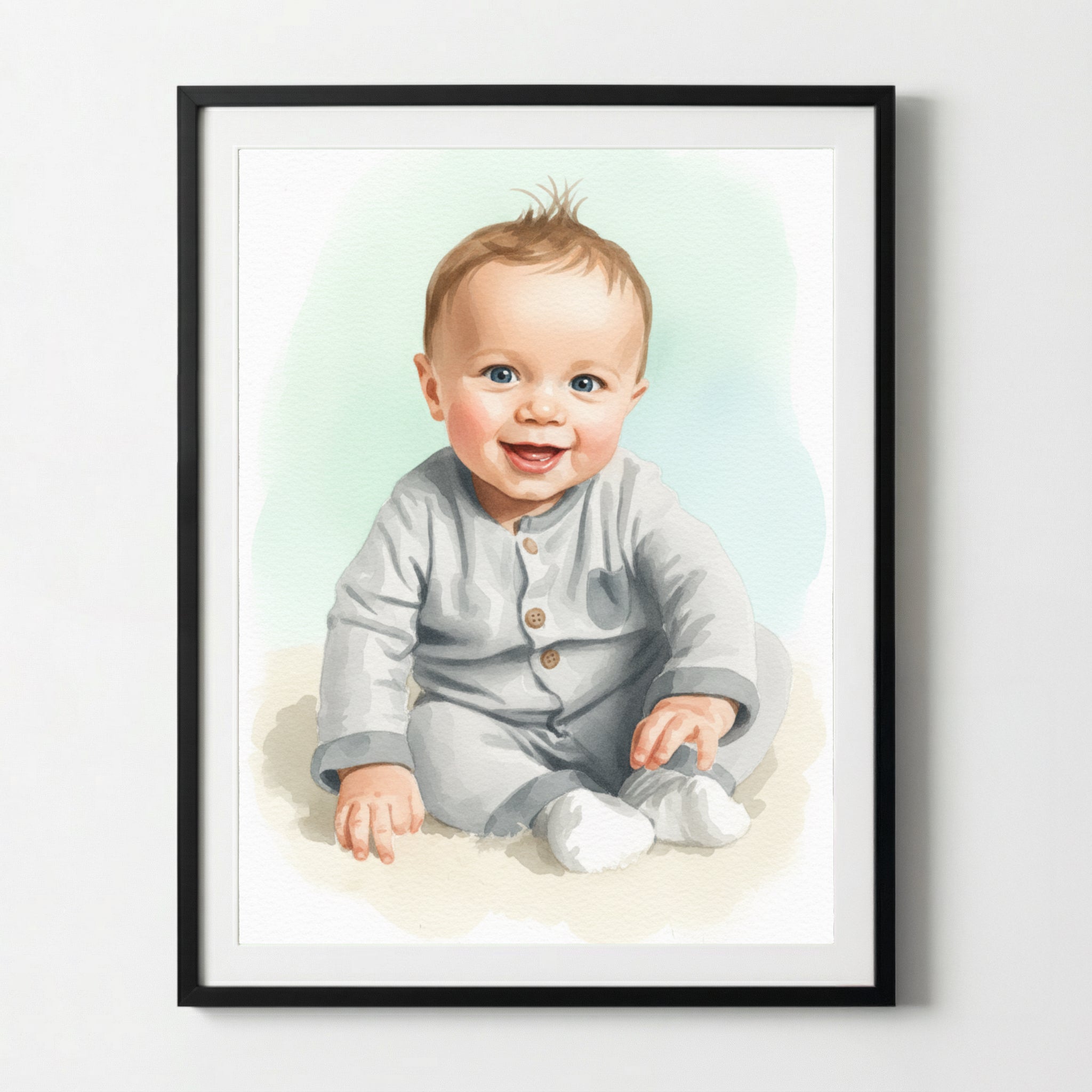 Foto deines Baby im Aquarell-Stil | Geschenk zur Geburt