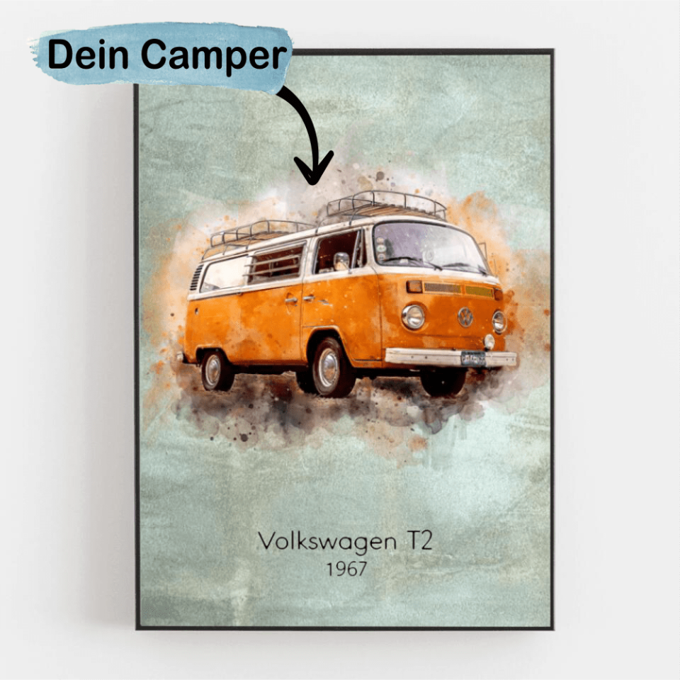Poster deines Camper im Aquarell-Stil | Geschenk für Camper