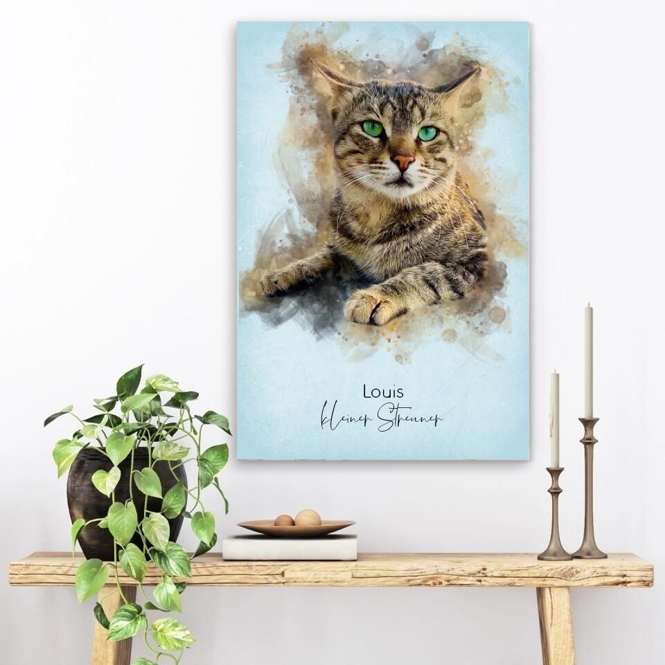 Deine Katze als Aquarell Tierportrait | Geschenk für Katzenliebhaber